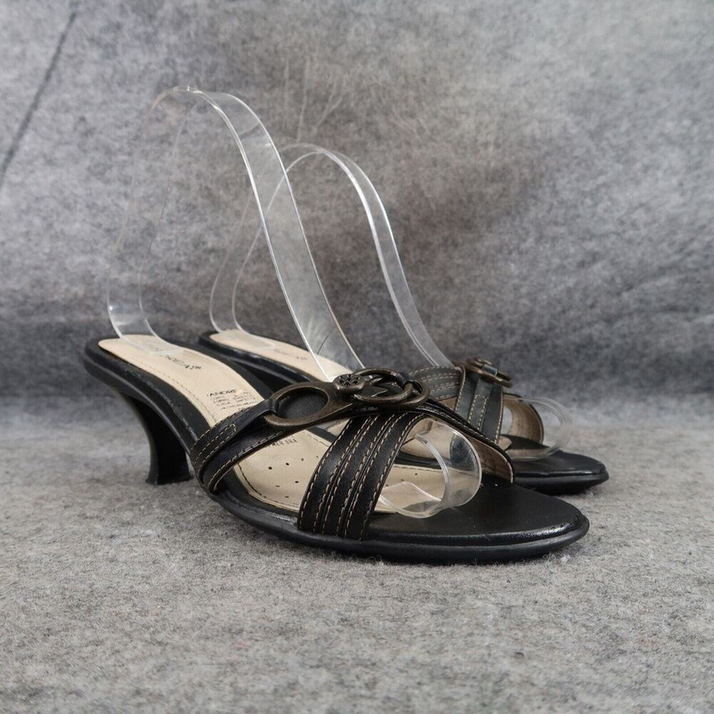 Andrea Shoes Womens 7.5 Heeled Sandal Slip On Fashion Classic Going Out Leather